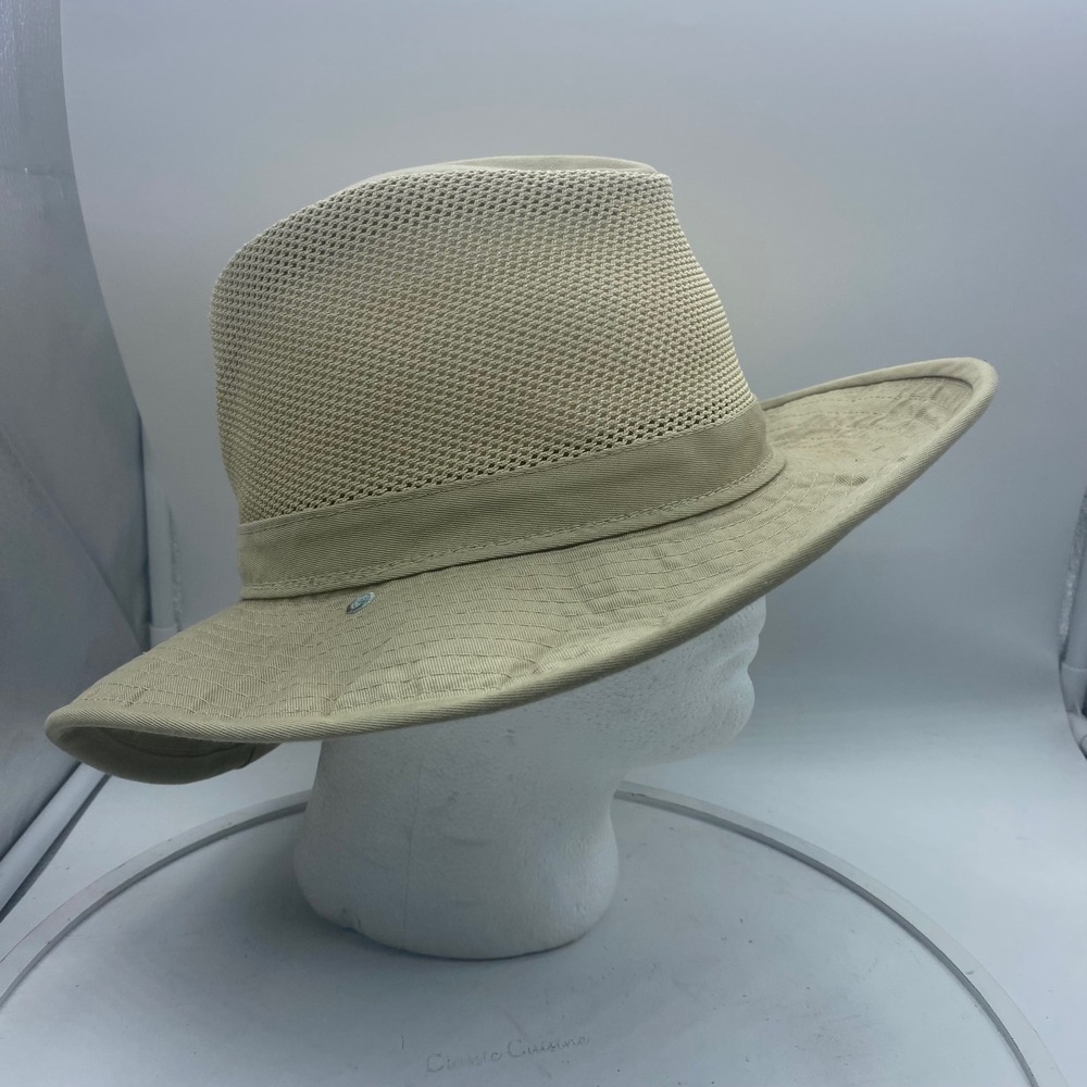 Henschel Hat Co USA Men Breezer Mesh Sun Hat Khaki Tan Wide Brim‎ Fedora Medium